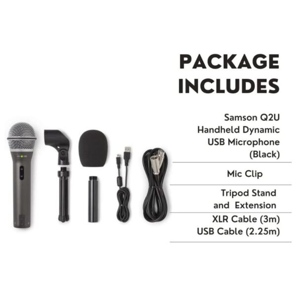Samson Q2U USB/XLR Dynamic Microphone Recording and Podcasting Pack